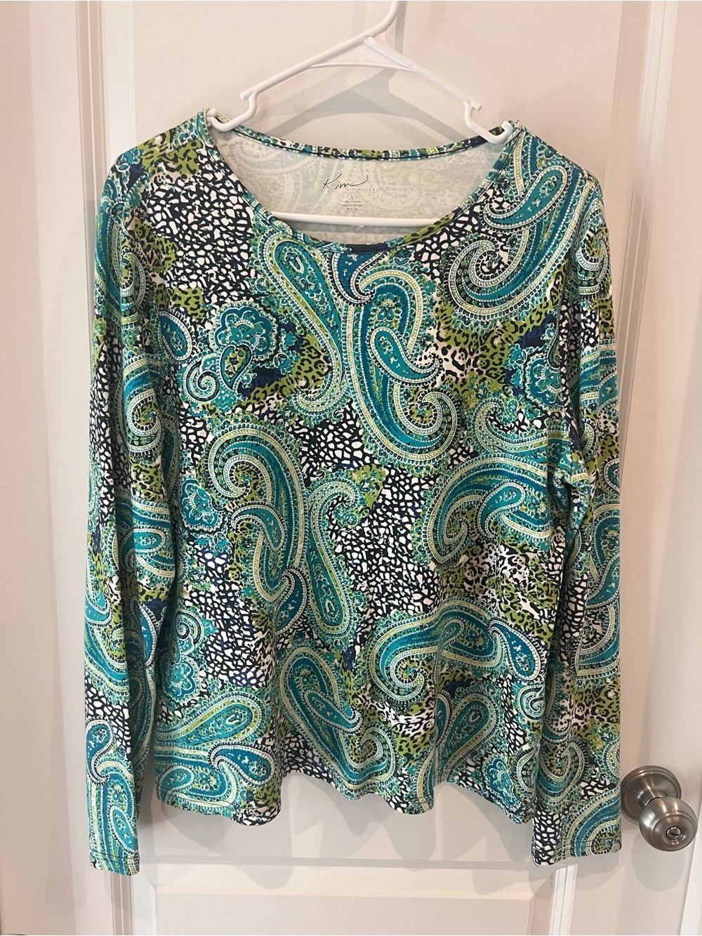 Kim Rogers Top Size Large 100% Cotton